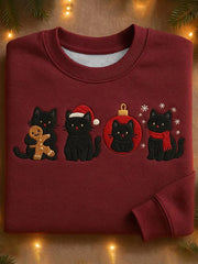 Women's Christmas Cats Print Sweatshirt