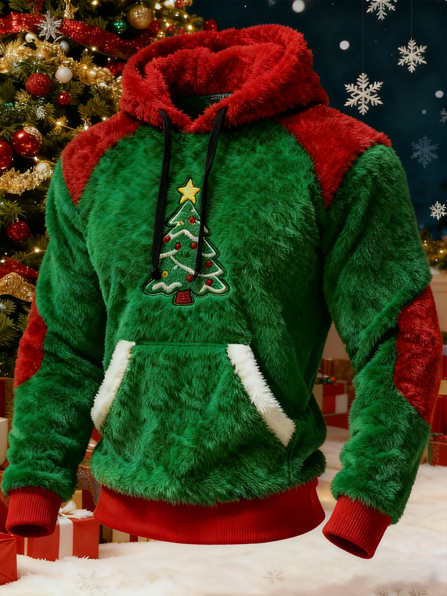 Men's Christmas Tree Art Flannel Hoodie