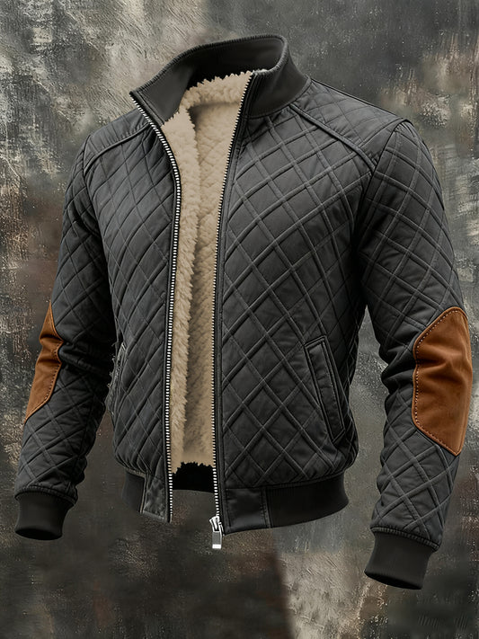Men's Retro Texture Jacquard Warm Outdoor Jacket