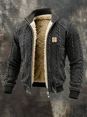 Men's Retro Texture Jacquard Warm Outdoor Jacket