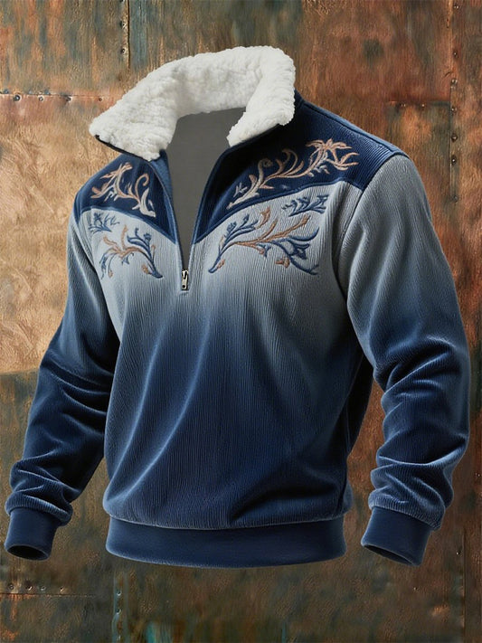 Men's Western Plush Collar Sweatshirt