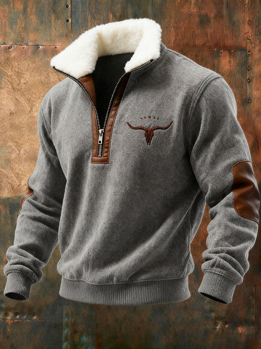 Men's Western Plush Collar Sweatshirt