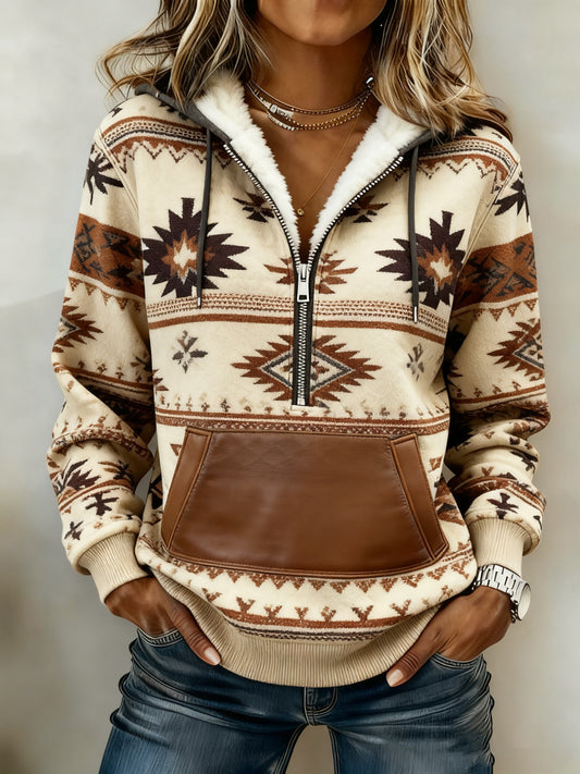 Women's Vintage Western Printed Casual Hoodie