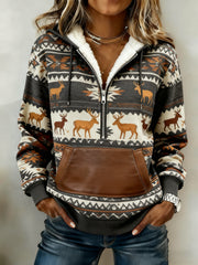 Women's Vintage Western Printed Casual Hoodie
