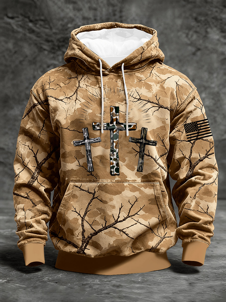 Men's Cross Camouflage Hoodie With Pockets