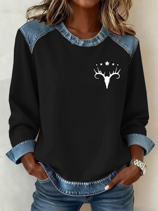 Women's Western Pattern Patchwork Art Sweatshirt