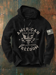 Men's American Freedom Born By The Blood Eagle Patriotic Waffle Hoodie