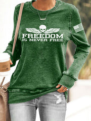 Women's Freedom Is Never Free USA Flag Print Sweatshirt