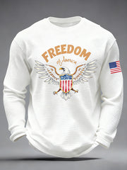 Men's Freedom Of America Flag Waffle Long Sleeve T-Shirt