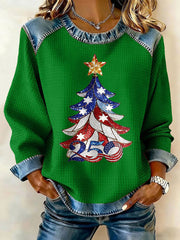 Women's  Anniversary Christmas Tree Print Casual Top