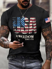 Men's Freedom Of America Flag Short Sleeve T-shirt