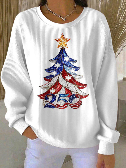 Women's  Anniversary Christmas Tree Print Casual Top