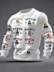 Men's Hawkins TV Show Inspired Waffle Long Sleeved Casual Sweater