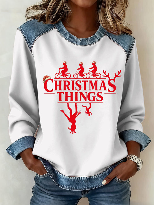 Women's Stranger Things Pattern Patchwork Art Sweatshirt