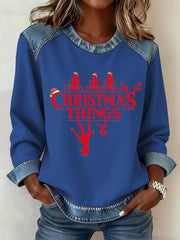 Women's Stranger Things Pattern Patchwork Art Sweatshirt