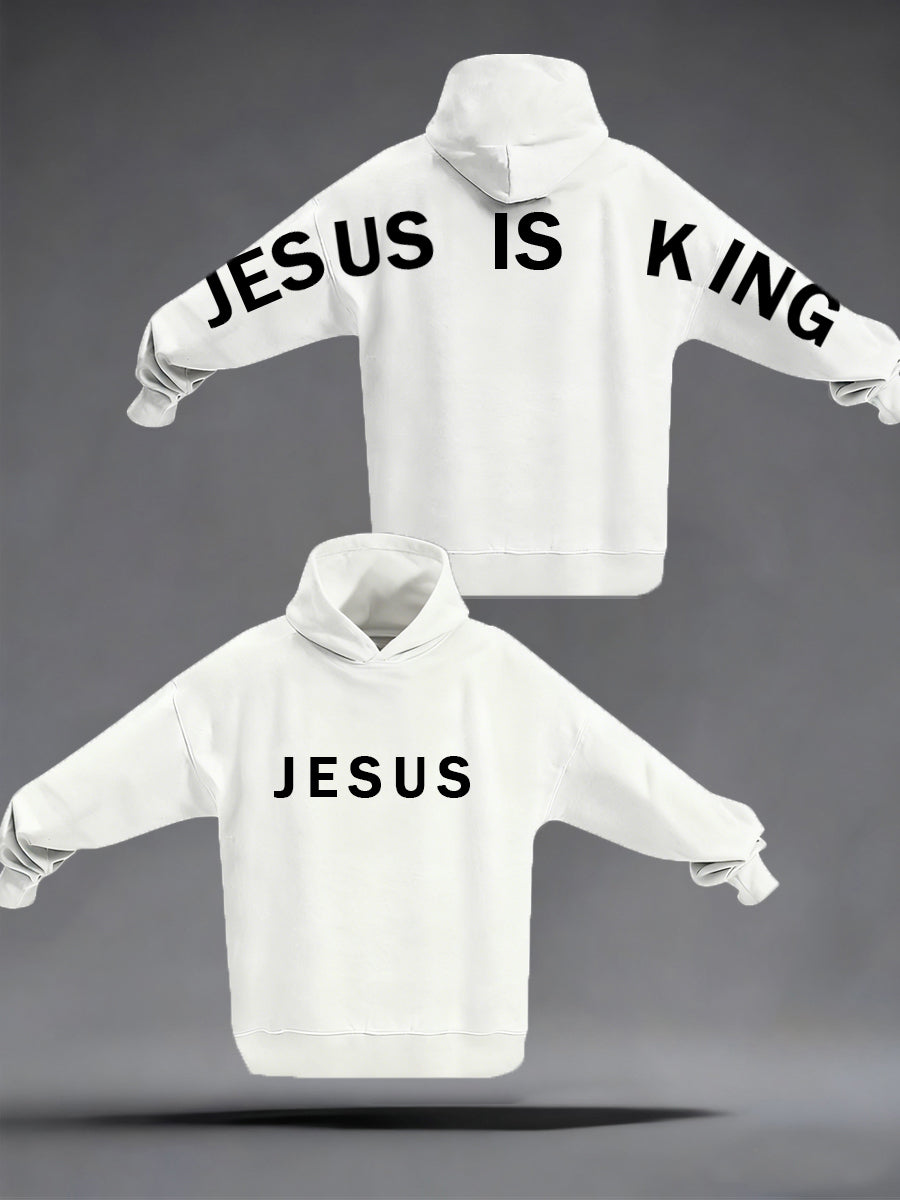 Women's Jesus Is King Christian Print Casual Hoodie