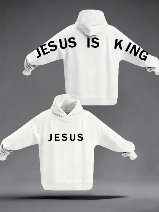 Women's Jesus Is King Christian Print Casual Hoodie