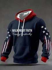 Men's Walking By Faith Cross Checkered Cotton Hoodie