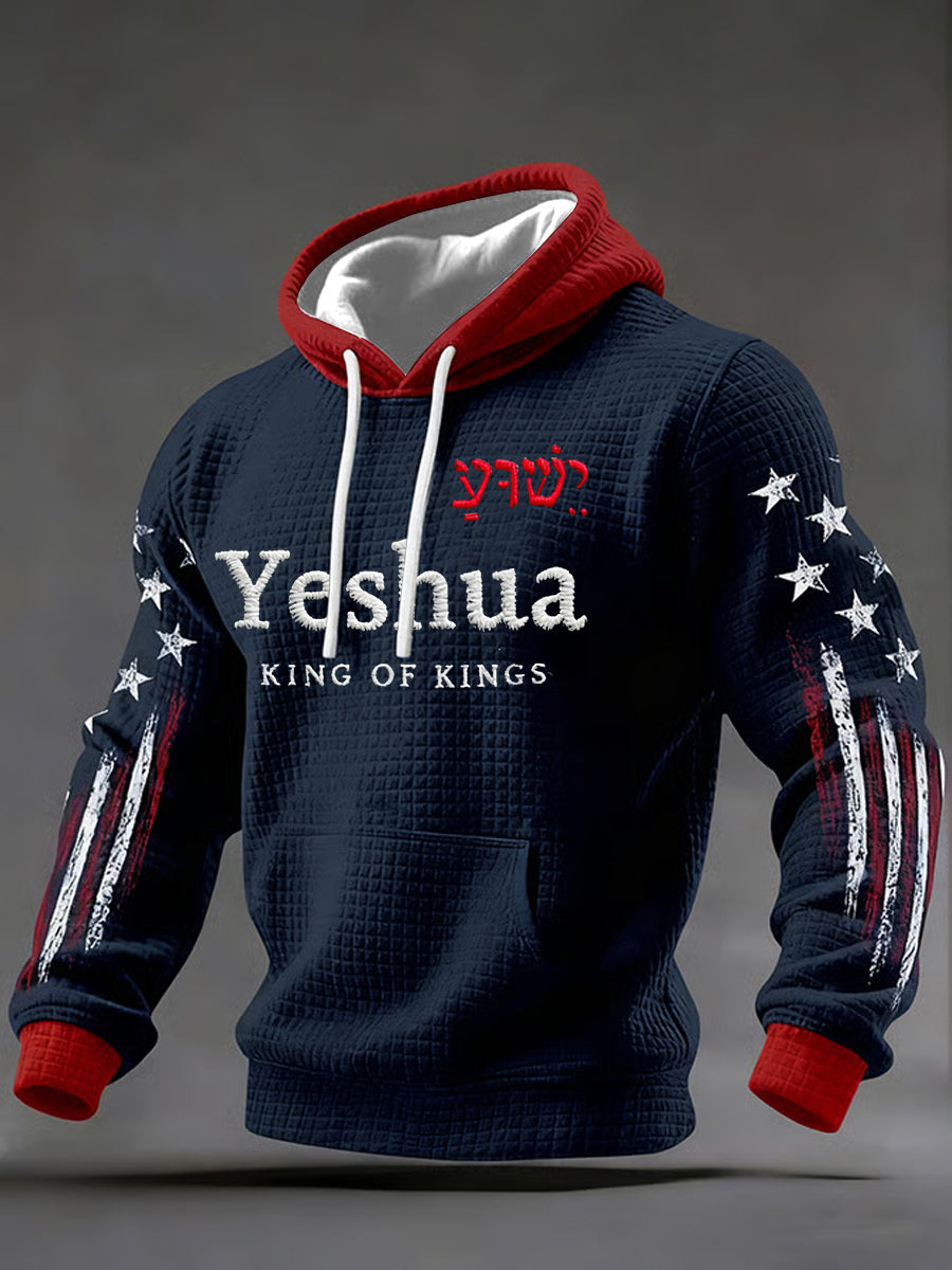 Men's Yeshua Checkered Cotton Hoodie