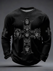 Men's Rock Print Waffle Long Sleeve T-Shirt