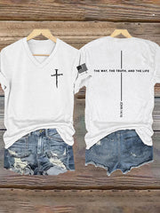 Women's Jesus The Way The Truth The Life John 14:6 Christian Cross Short Sleeve T-Shirt