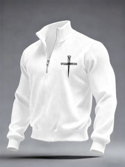 Men's Jesus Has My Back Printed Casual Zipper Pullover