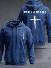 Men's Jesus Has My Back Cross Faith Casual Hoodie