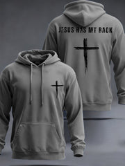 Men's Jesus Has My Back Cross Faith Casual Hoodie