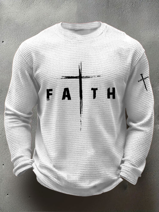 Men's Faith Waffle Print Casual T-Shirt