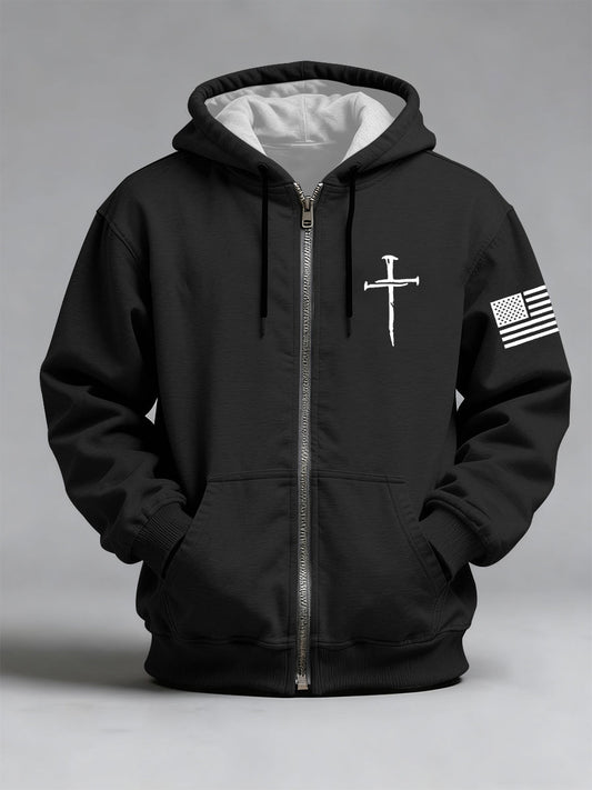 Men's Jesus The Way The Truth The Life John 14:6 Christian Cross Print Zip-Up Hoodie