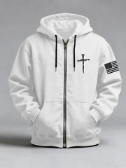 Men's Jesus The Way The Truth The Life John 14:6 Christian Cross Print Zip-Up Hoodie
