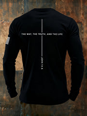 Men's Jesus The Way The Truth The Life John 14:6 Christian Cross Long Sleeve  T-shirt