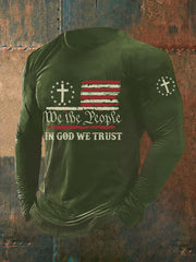 Men's In God We Trust Printed Long Sleeve T-Shirt