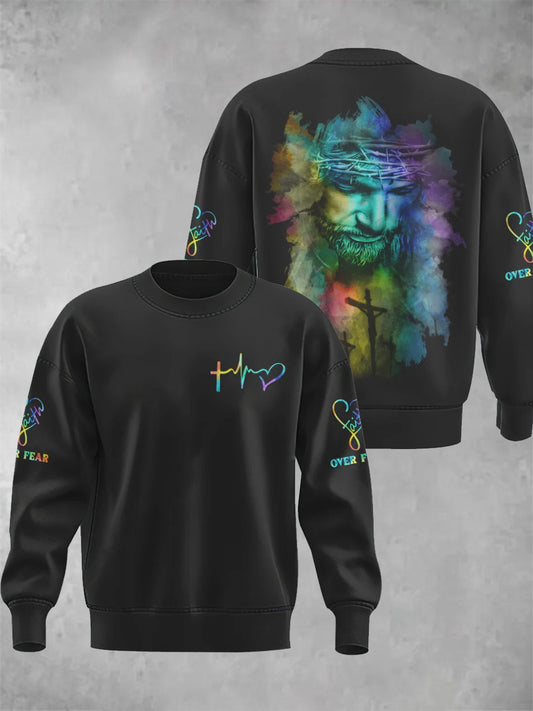 Men's Jesus Faith Over Fear Christian Sweatshirt