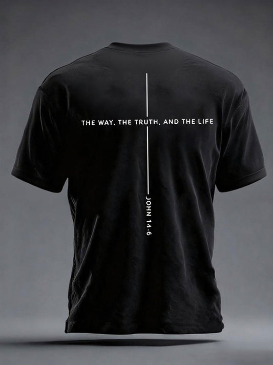 Men's Jesus The Way The Truth The Life John 14:6 Christian Cross Short Sleeve T-shirt