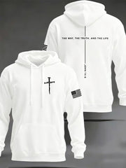 Men's Jesus The Way The Truth The Life John 14:6 Christian Cross Hooded Sweatshirt