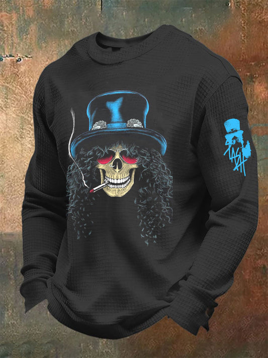 Men's Rock Print Waffle Long Sleeve T-Shirt