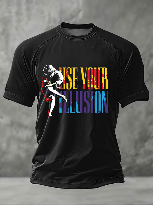 Men's Rock Print Short Sleeves T-shirt