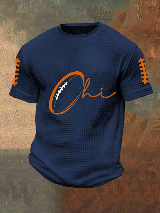 Men's Football Fans Lovers Gameday Casual  Waffle Short Sleeve Top