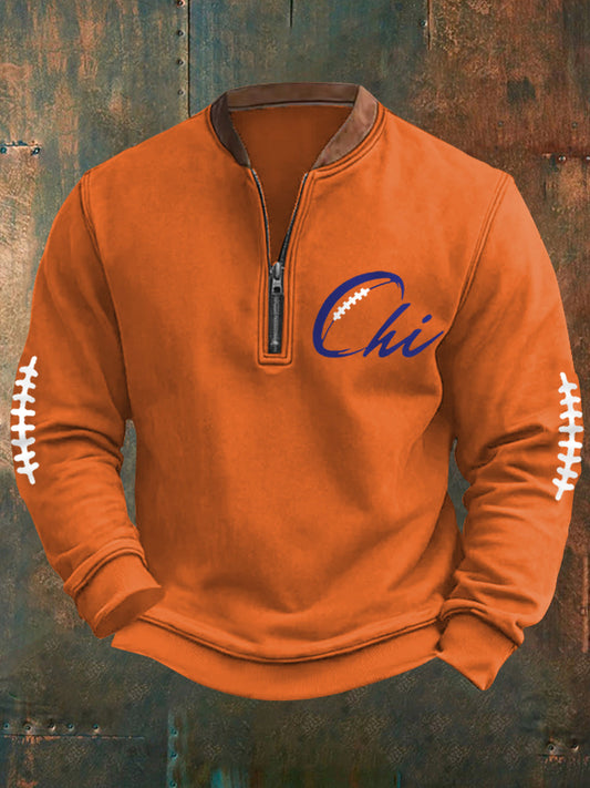 Men's Football Fans Lovers Gameday Casual Zipper Sweatshirt