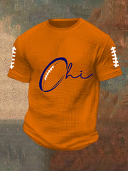 Men's Football Fans Lovers Gameday Casual  Waffle Short Sleeve Top