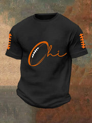 Men's Football Fans Lovers Gameday Casual  Waffle Short Sleeve Top