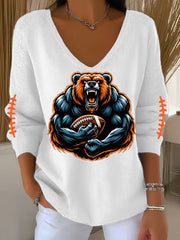 Women's Football Fans Lovers Gameday Casual Long-Sleeve Top
