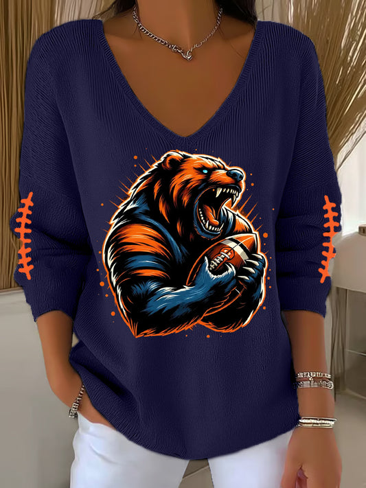 Women's Football Fans Lovers Gameday Casual Long-Sleeve Top