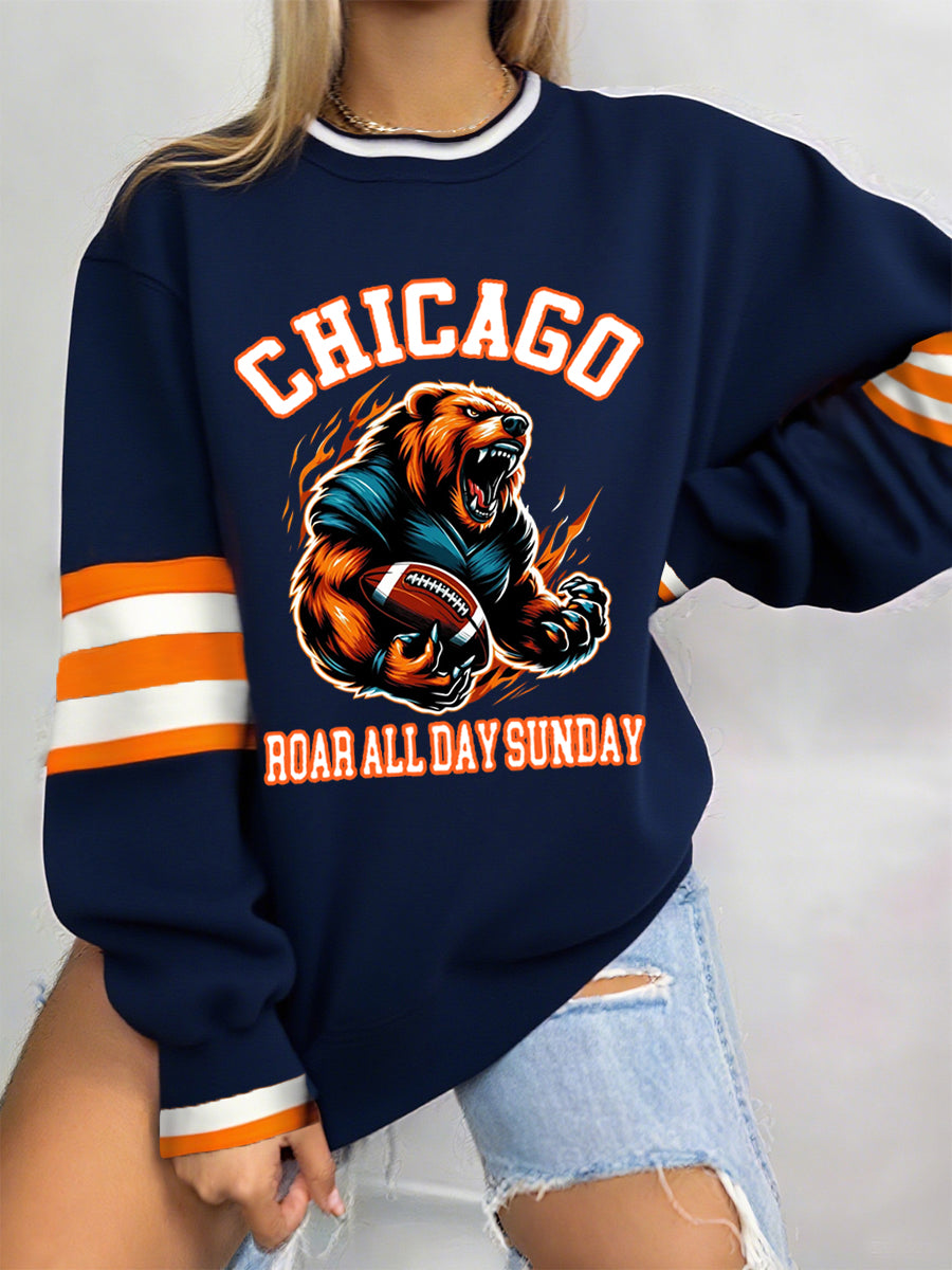 Women's Roar All Day Sunday Football Fans Lovers Gameday Casual Sweatshirt