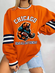 Women's Roar All Day Sunday Football Fans Lovers Gameday Casual Sweatshirt