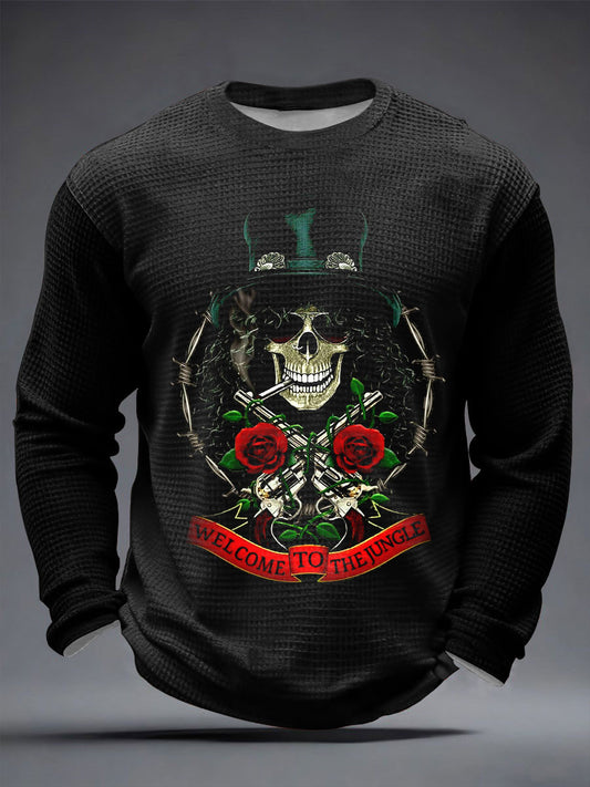 Men's ock Print Waffle Long Sleeve T-Shirt