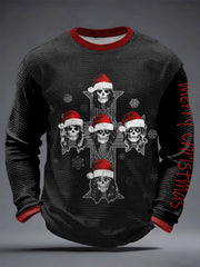 Men's Rock Print Waffle Long Sleeve T-Shirt