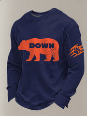 Men's Bear Down Football Fans Gameday Casual Waffle Long Sleeve T-Shirt