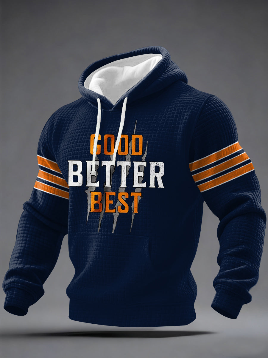 Men's Good Better Best Print Gift For Football Fans Gameday Casual Checkered Hoodie